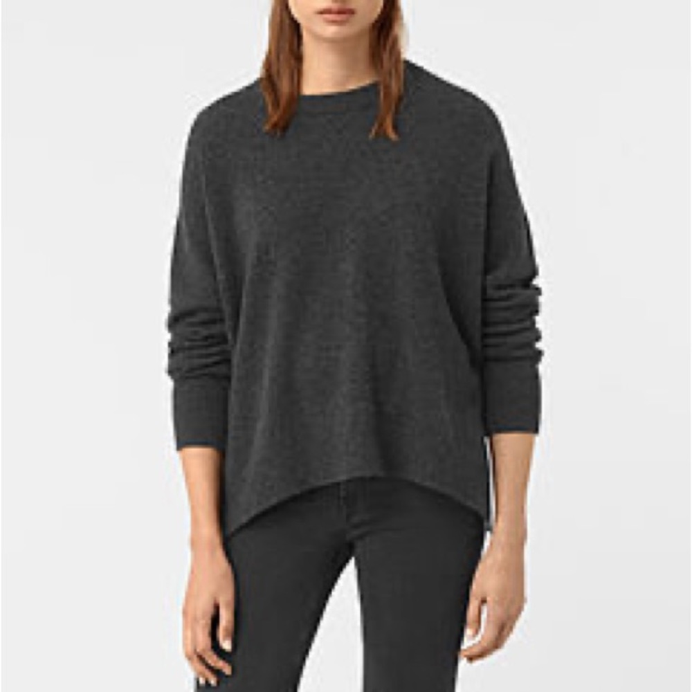 AllSaints Kasha Cashmere Crew Sweater in Charcoal